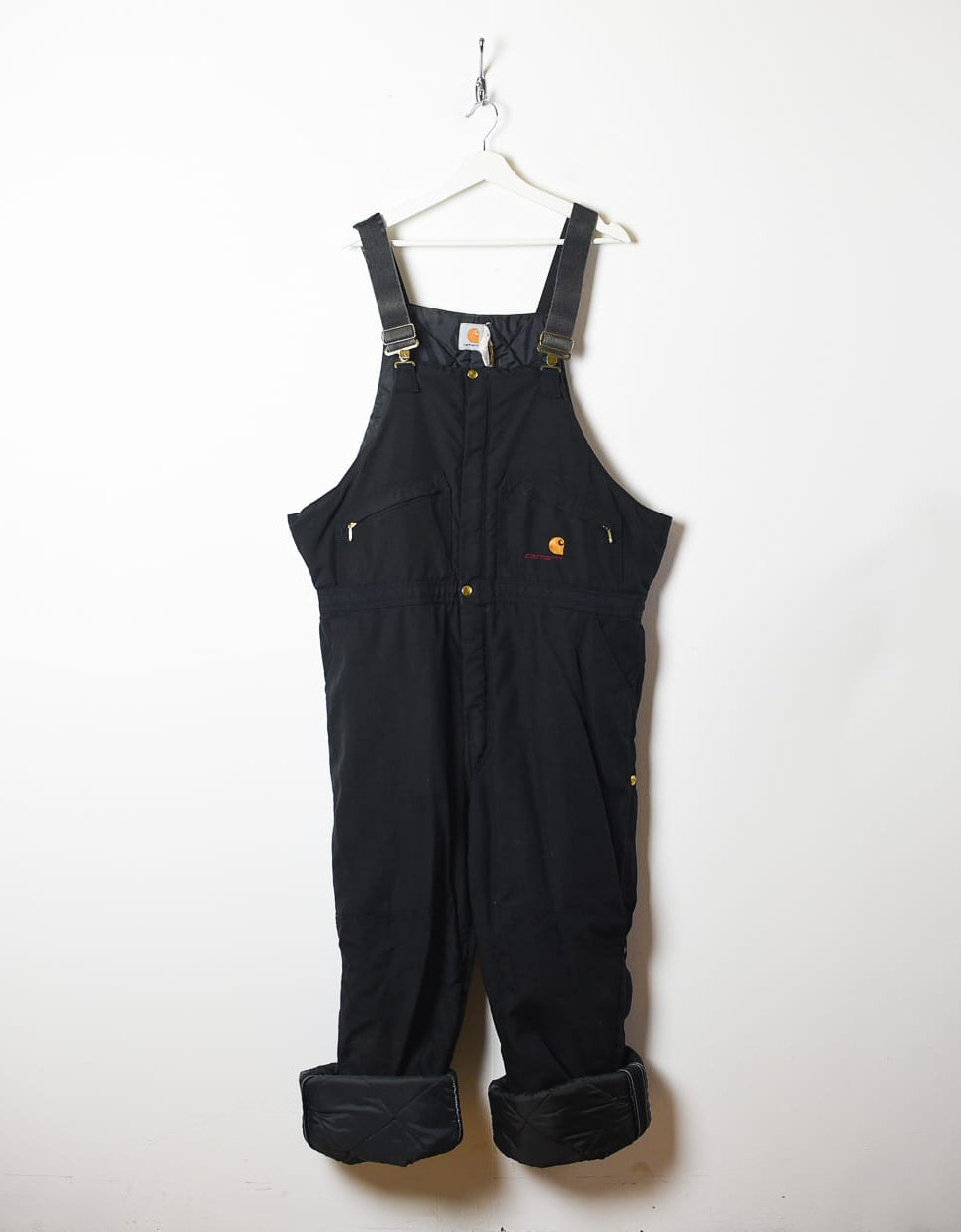Black Carhartt Quilted Popper Carpenter Dungarees - W46 L30