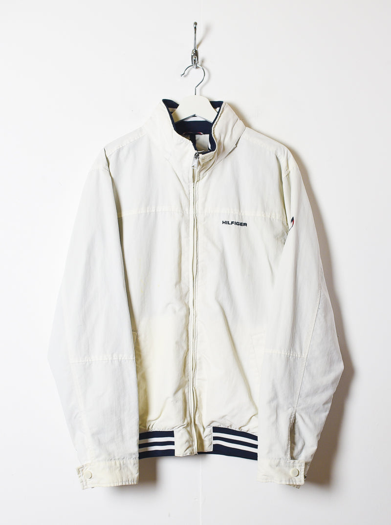Vintage 90s White Tommy Hilfiger USA 1/4 Zip Jacket - Large Nylon /  Polyester– Domno Vintage