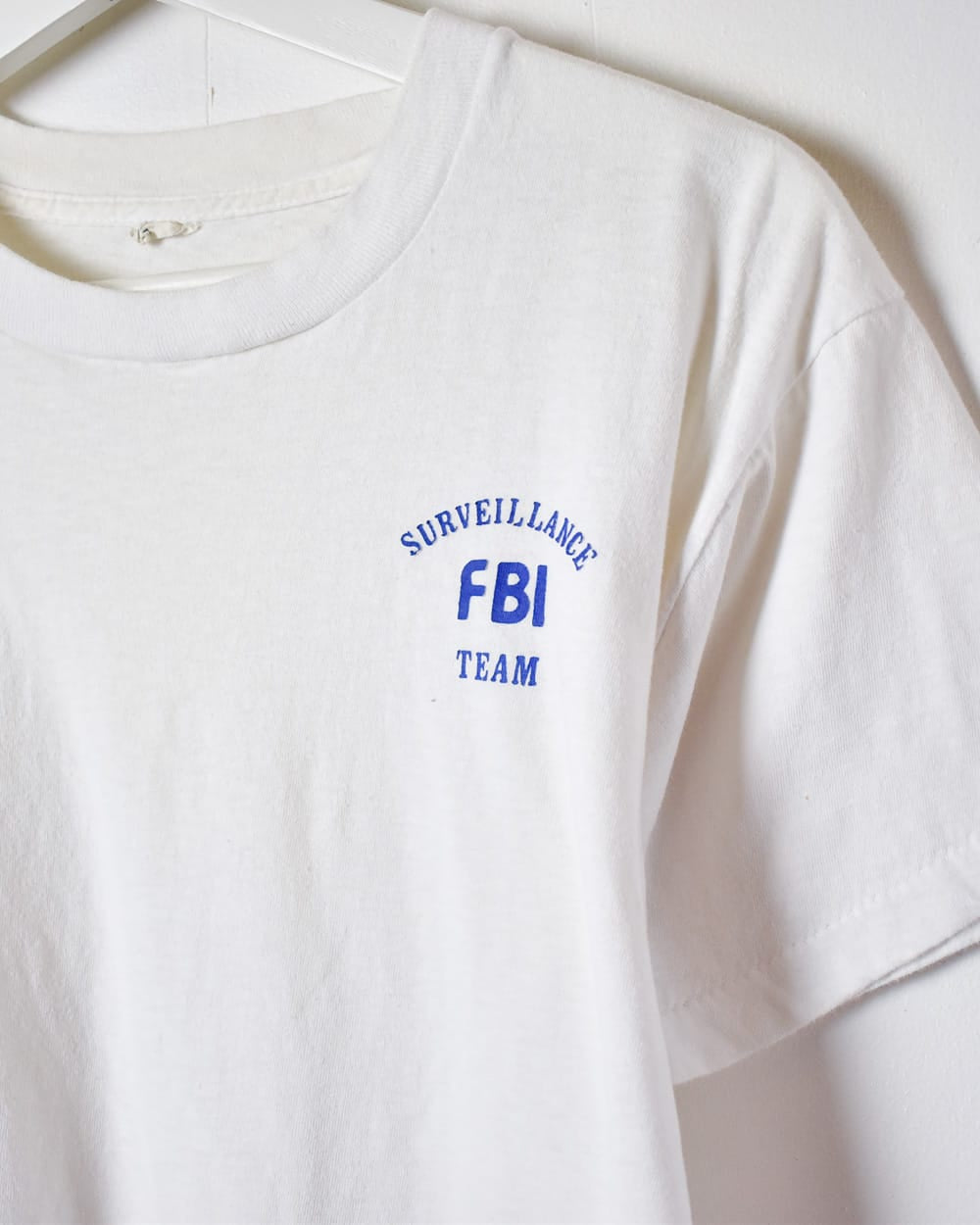 White FBI Surveillance Team Single Stitch T-Shirt - Small