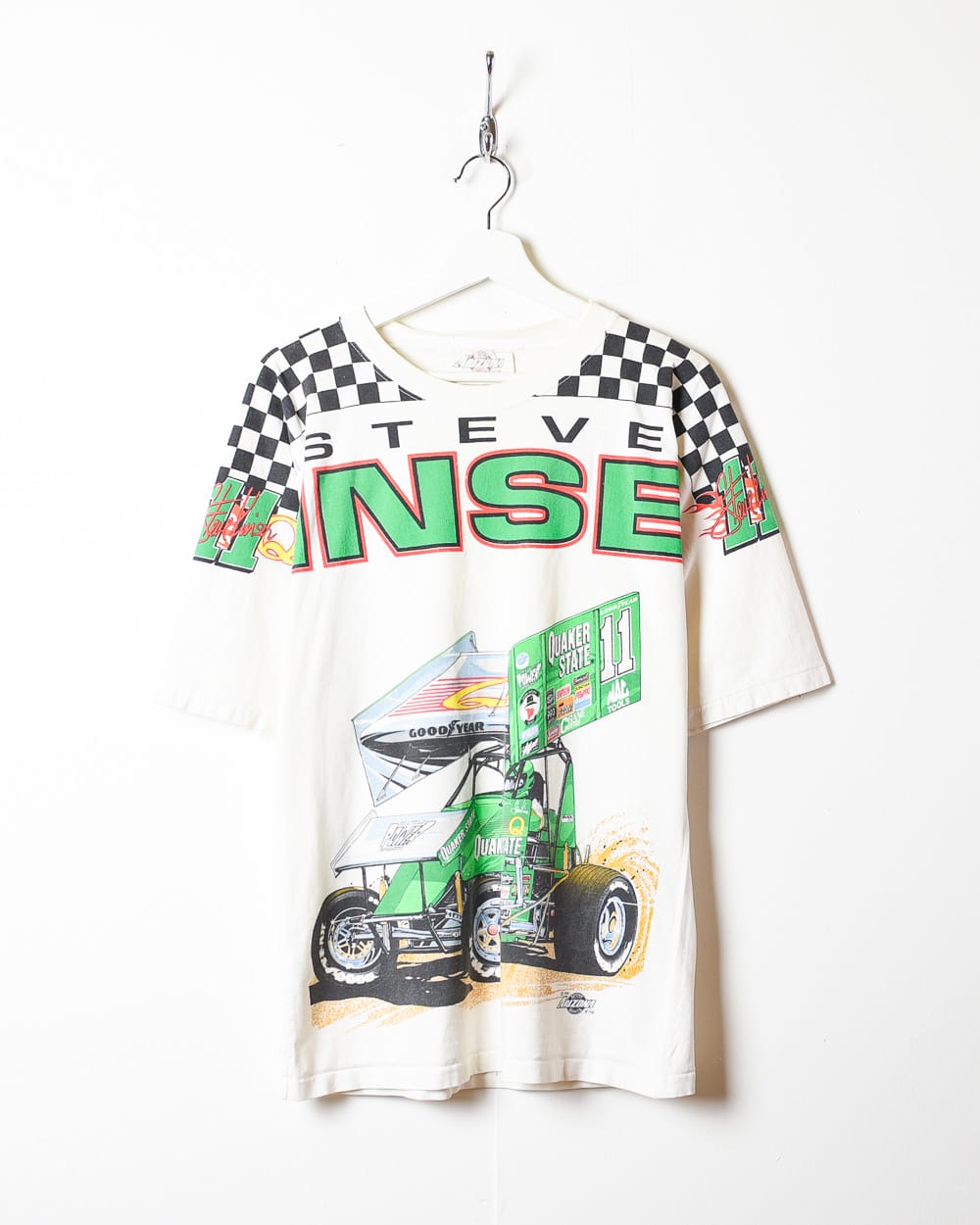 White Steve Kinser Racing Single Stitch T-Shirt - Large