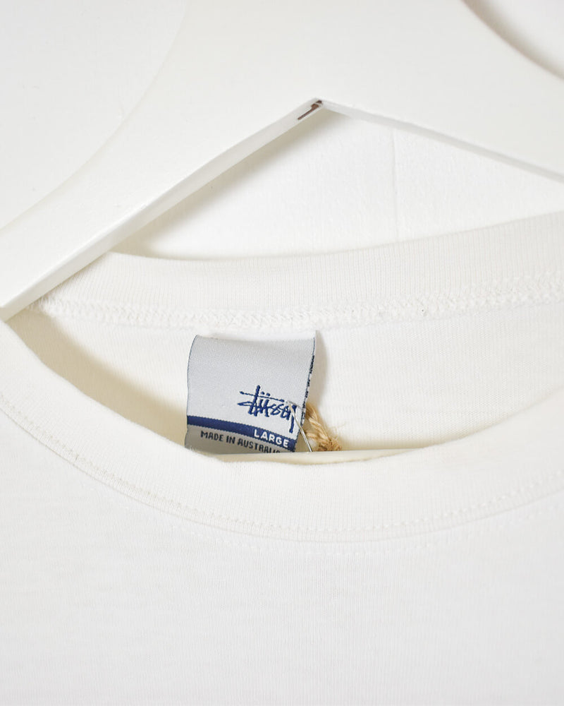 Vintage 00s Cotton White Stussy T-Shirt - Small– Domno Vintage