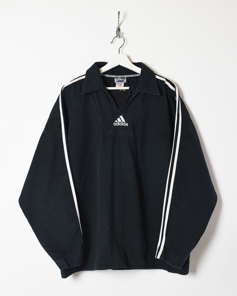 brillante Descripción del negocio Velo Vintage 90s Black Adidas Pullover Drill Jacket - X-Large Cotton– Domno  Vintage