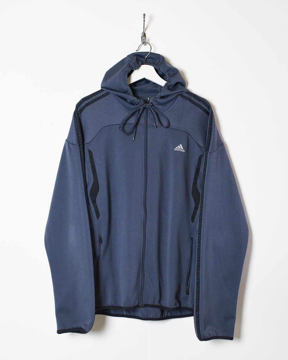 Navy Adidas Hooded Tracksuit Top - Large