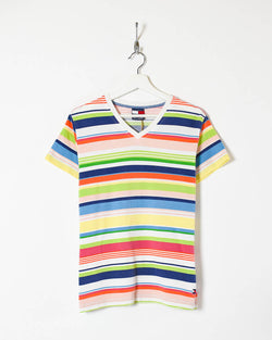 Vintage 90s Striped Multi Tommy Hilfiger T-Shirt - Medium– Domno Vintage