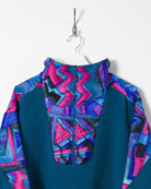 Blue Vintage 1/4 Zip Patterned Fleece - XX-Large