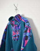 Blue Vintage 1/4 Zip Patterned Fleece - XX-Large