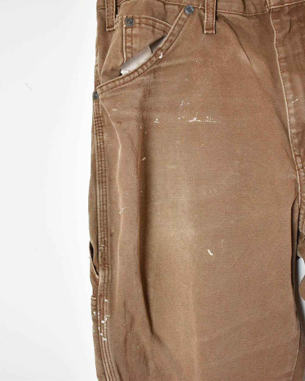Brown Dickies Paint Splattered Carpenter Jeans - W33 L30
