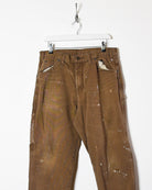 Brown Dickies Paint Splattered Carpenter Jeans - W33 L30