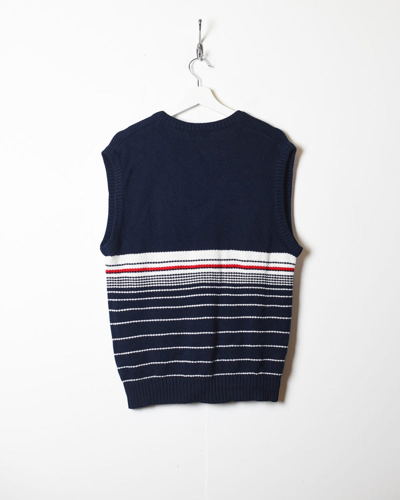Navy Chemise Lacoste Striped Knitted Sweater Vest - Medium