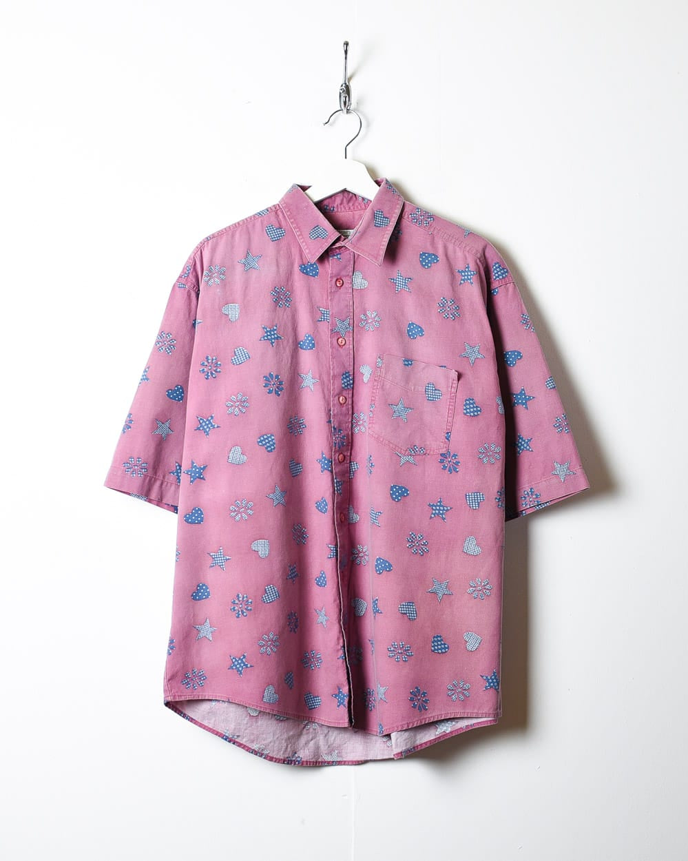 Pink Hearts And Stars All-Over Print Short Sleeved Shirt - Large
