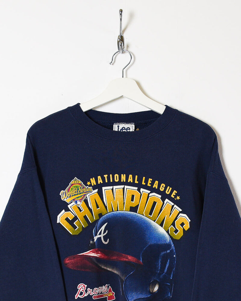 Vintage 90s Cotton Mix Navy Lee MLB National League Champions Altanta Braves  Sweatshirt - Medium– Domno Vintage