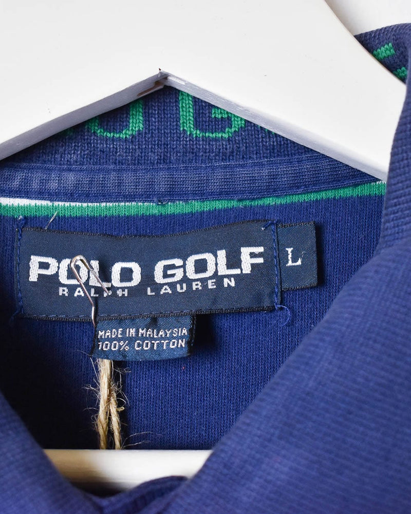 Navy Polo Golf Ralph Lauren Striped Polo Shirt - Large