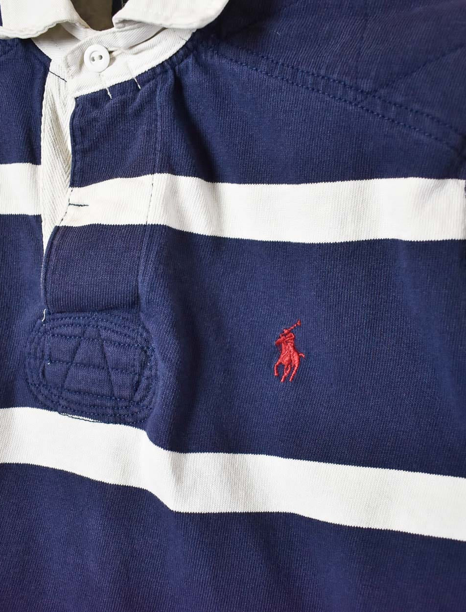 Navy Polo Ralph Lauren Striped Rugby Shirt - Small