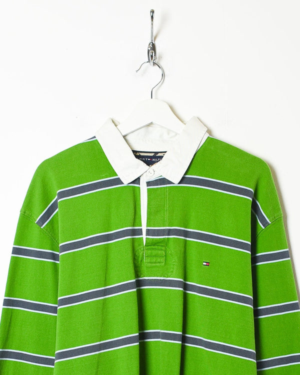 Green Tommy Hilfiger Striped Rugby Shirt - XX-Large