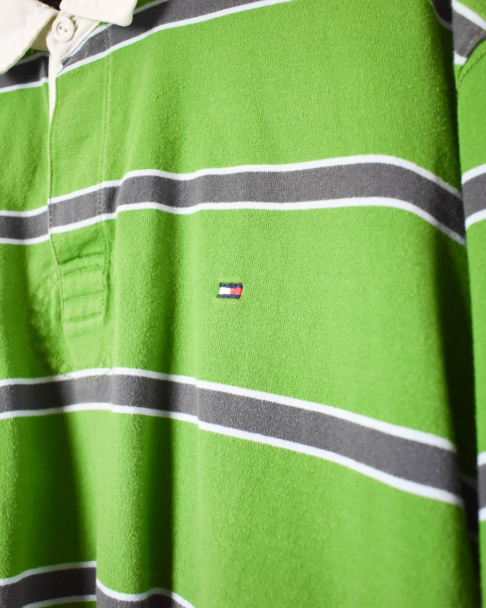 Green Tommy Hilfiger Striped Rugby Shirt - XX-Large