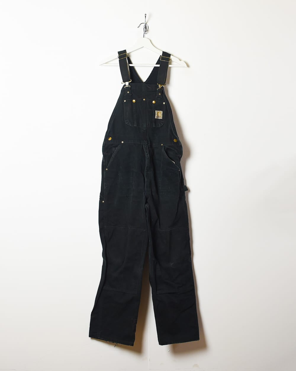 Vintage 90s Black Carhartt Distressed Double Knee Dungarees - W34 L28  Cotton – Domno Vintage
