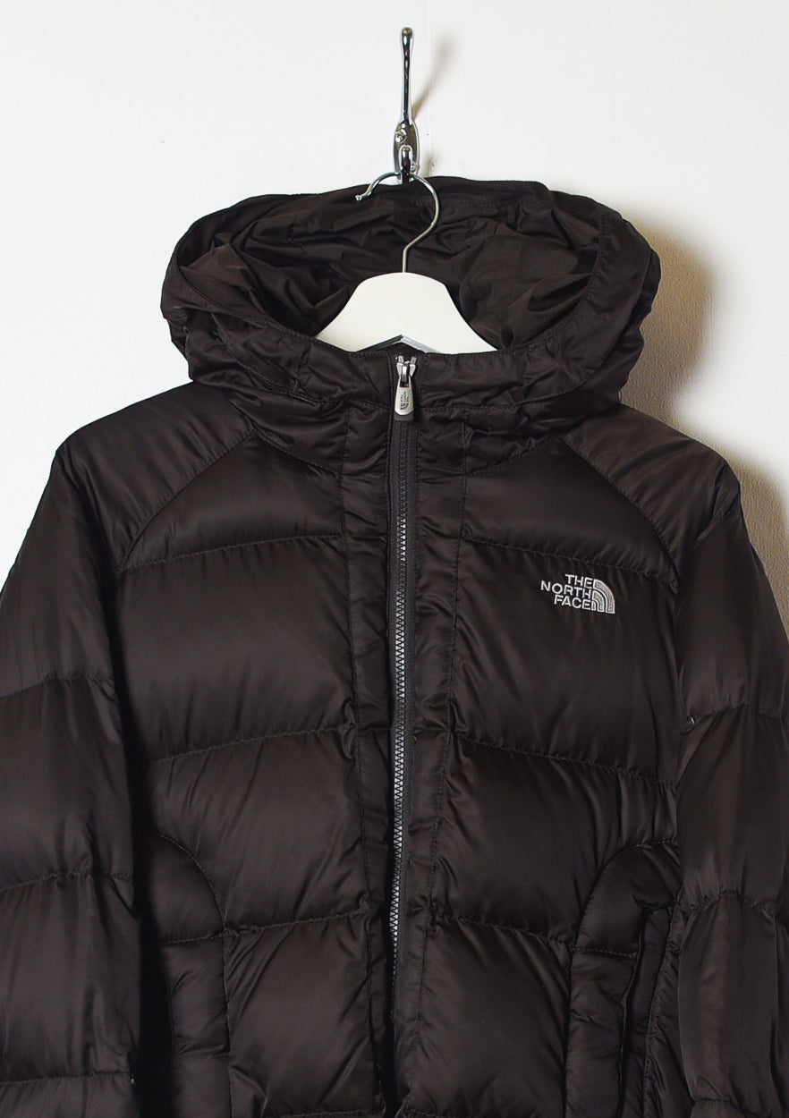 Brown The North Face Women's Hooded 550 Down Puffer Jacket - Large 