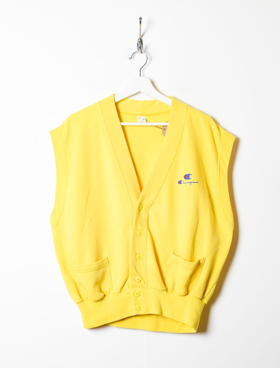 Yellow Champion Button Down Sweater Vest - Small