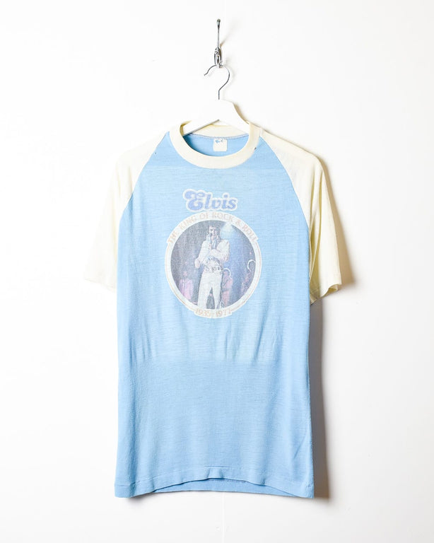 Blue Elvis The King Of Rock And Roll 70s Single Stitch T-Shirt - Medium