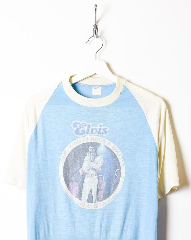 Blue Elvis The King Of Rock And Roll 70s Single Stitch T-Shirt - Medium