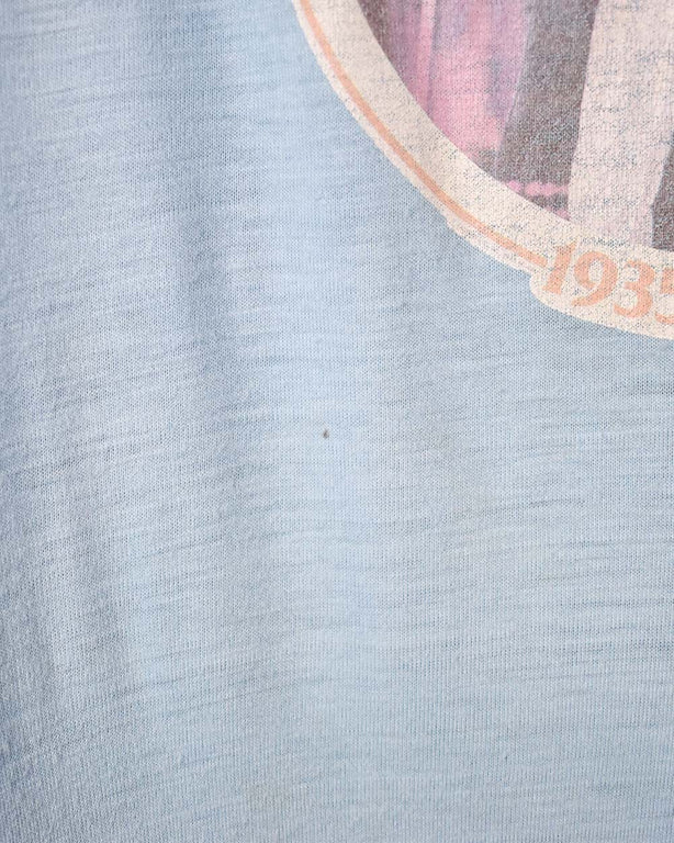 Blue Elvis The King Of Rock And Roll 70s Single Stitch T-Shirt - Medium