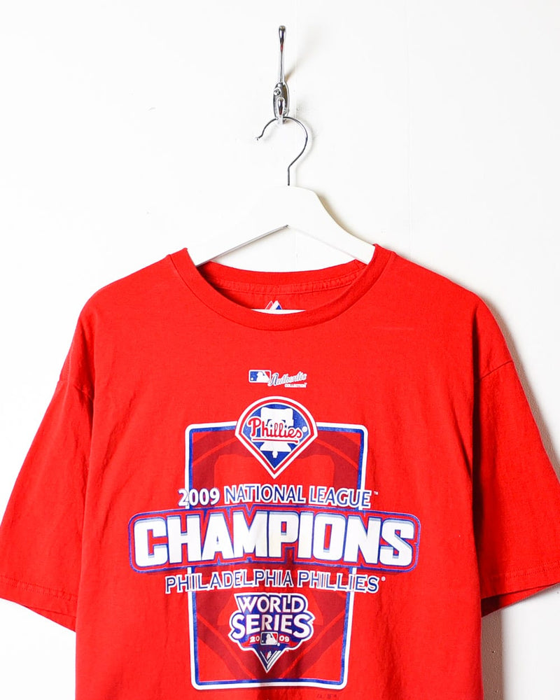 Vintage 00s Red MLB Authentics Philadelphia Phillies 2009 National League Champions T-Shirt