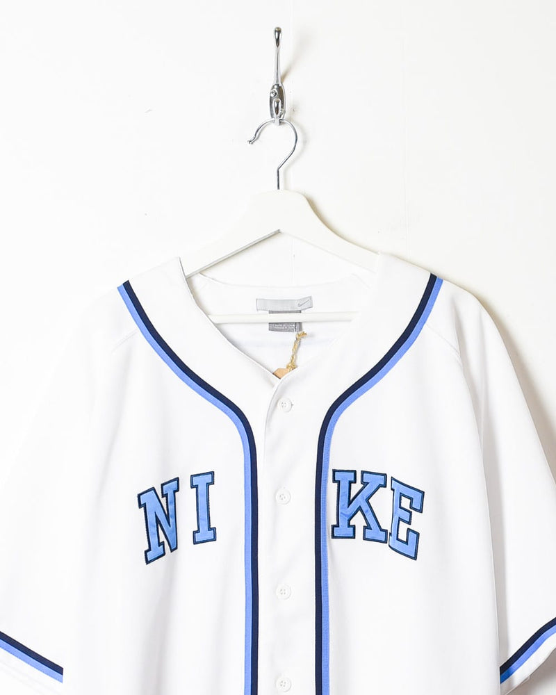 Vintage 00s White Nike Baseball Jersey - X-Large Polyester– Domno