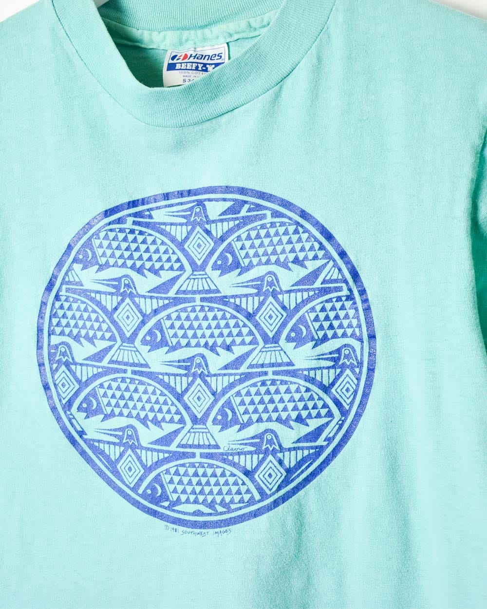 BabyBlue Aztec Print Single Stitch T-Shirt - X-Small Women's