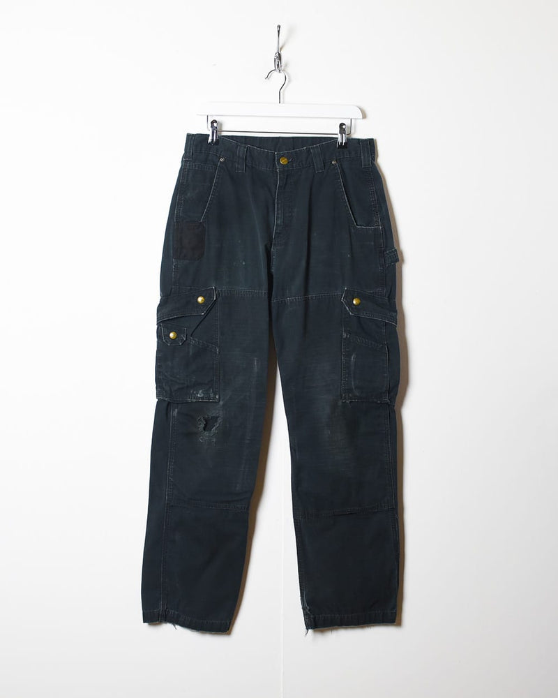 Black Carhartt Distressed Double Knee Cargo Jeans - W32 L31