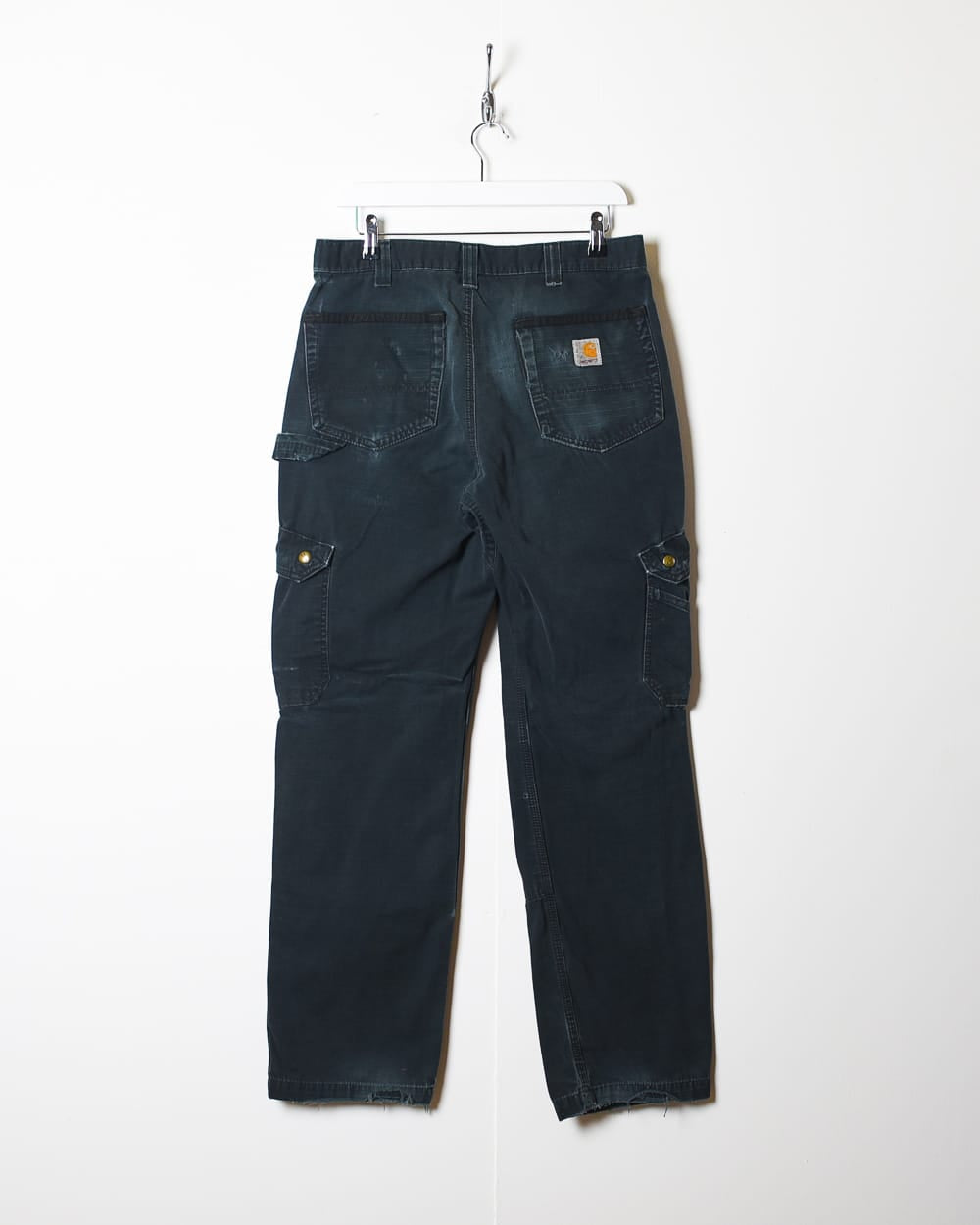 Black Carhartt Distressed Double Knee Cargo Jeans - W32 L31