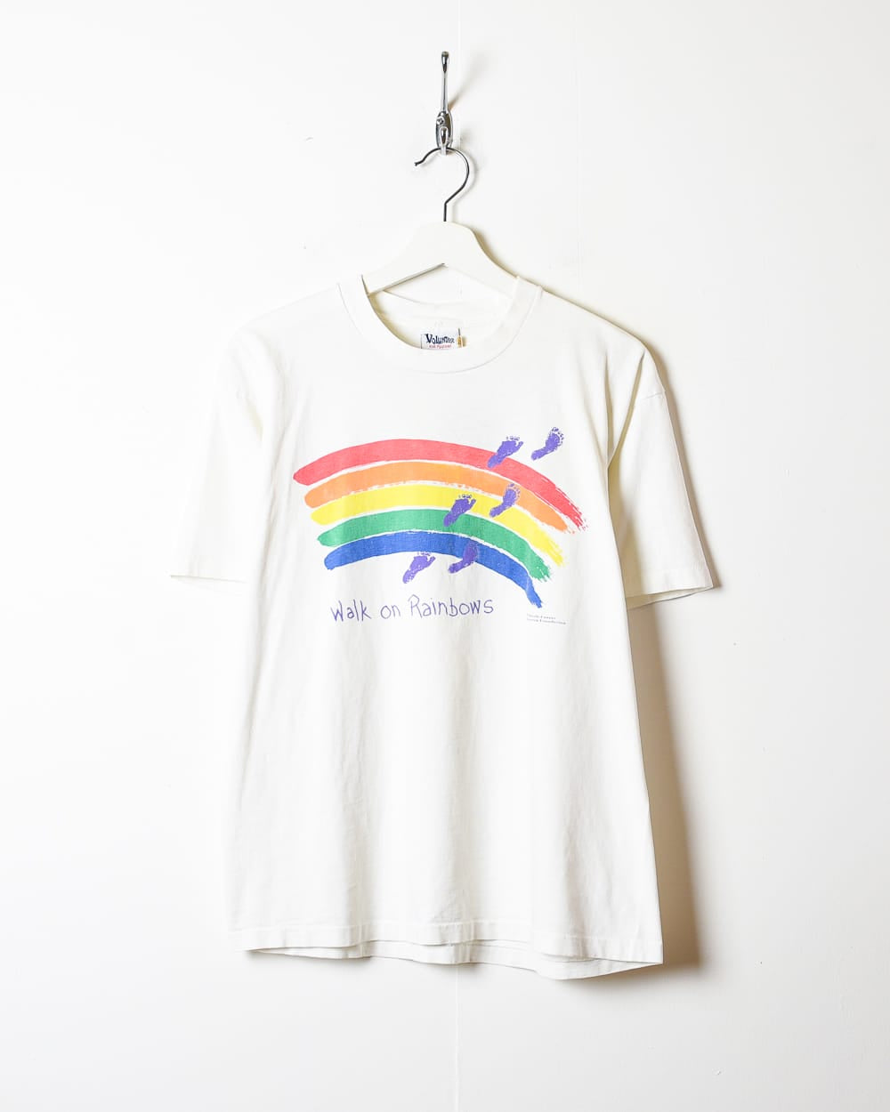 White Walk On Rainbows Single Stitch T-Shirt - Medium
