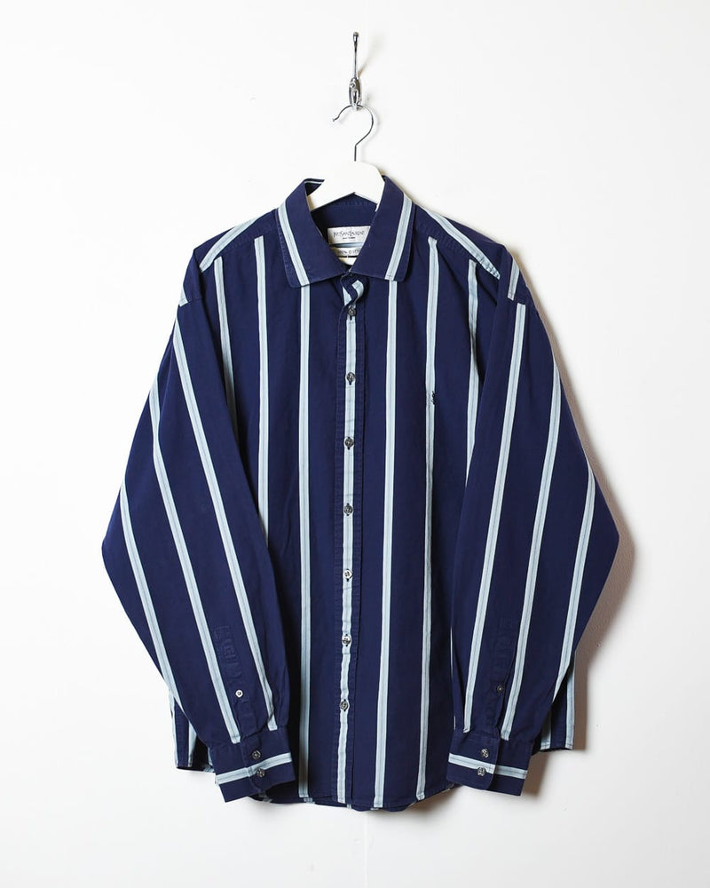 Navy Yves Saint Laurent Striped Shirt - X-Large