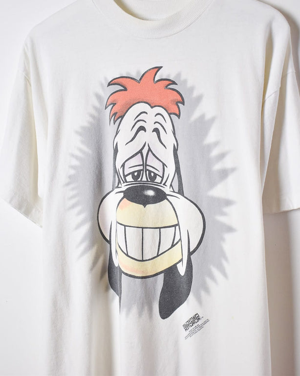 White Cartoon Network Droopy Dog Single Stitch T-Shirt - Large