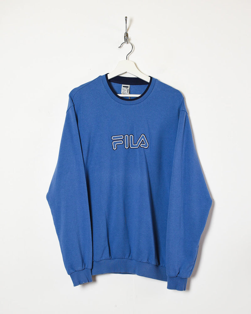Chronisch Slot ziekte Vintage 00s Blue Fila Sweatshirt - Large Cotton mix– Domno Vintage