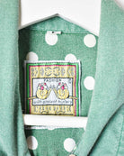 Green Polka Dot Checked All-Over Print Short Sleeved Shirt - Large