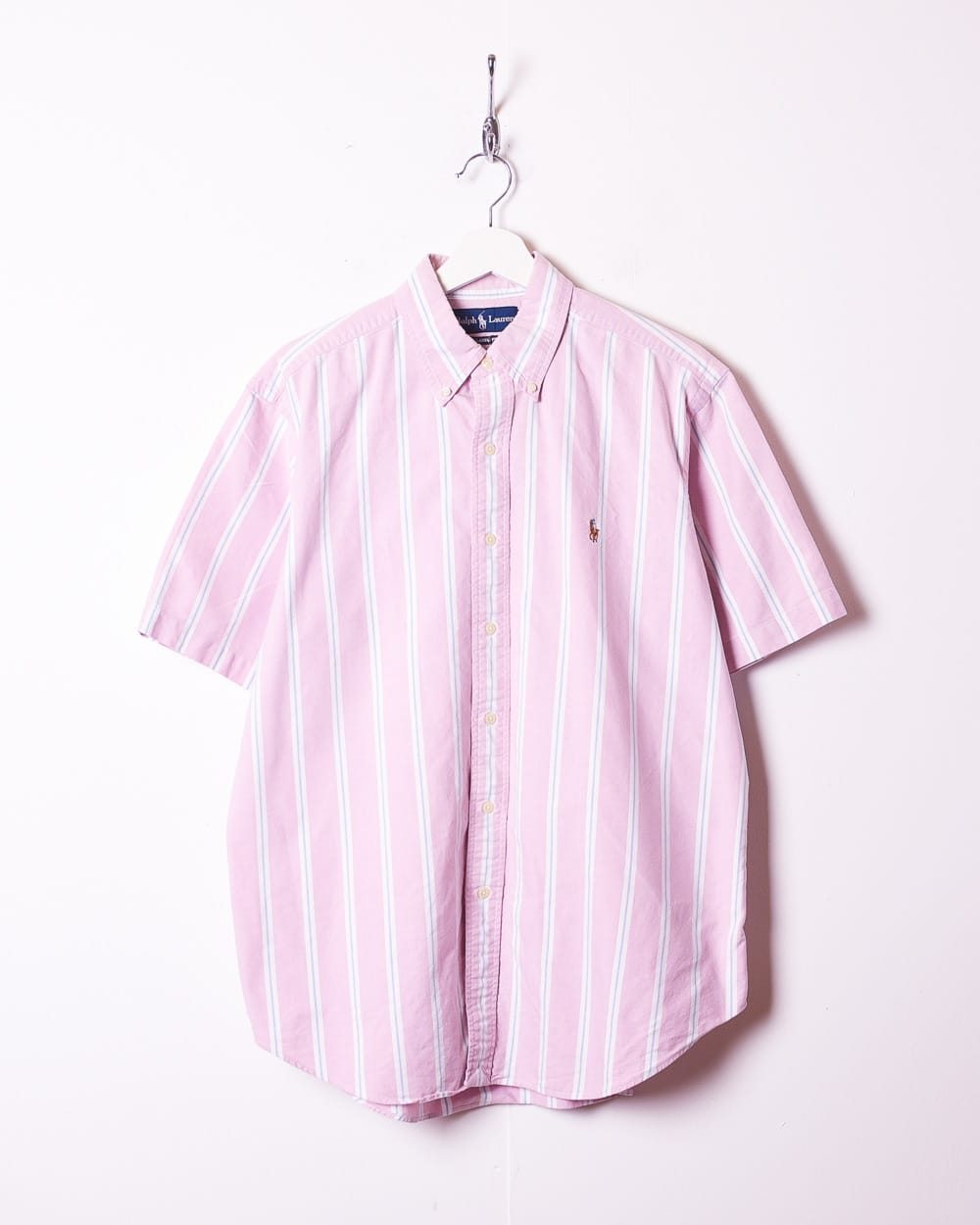 Pink Polo Ralph Lauren Striped Short Sleeved Shirt - Large