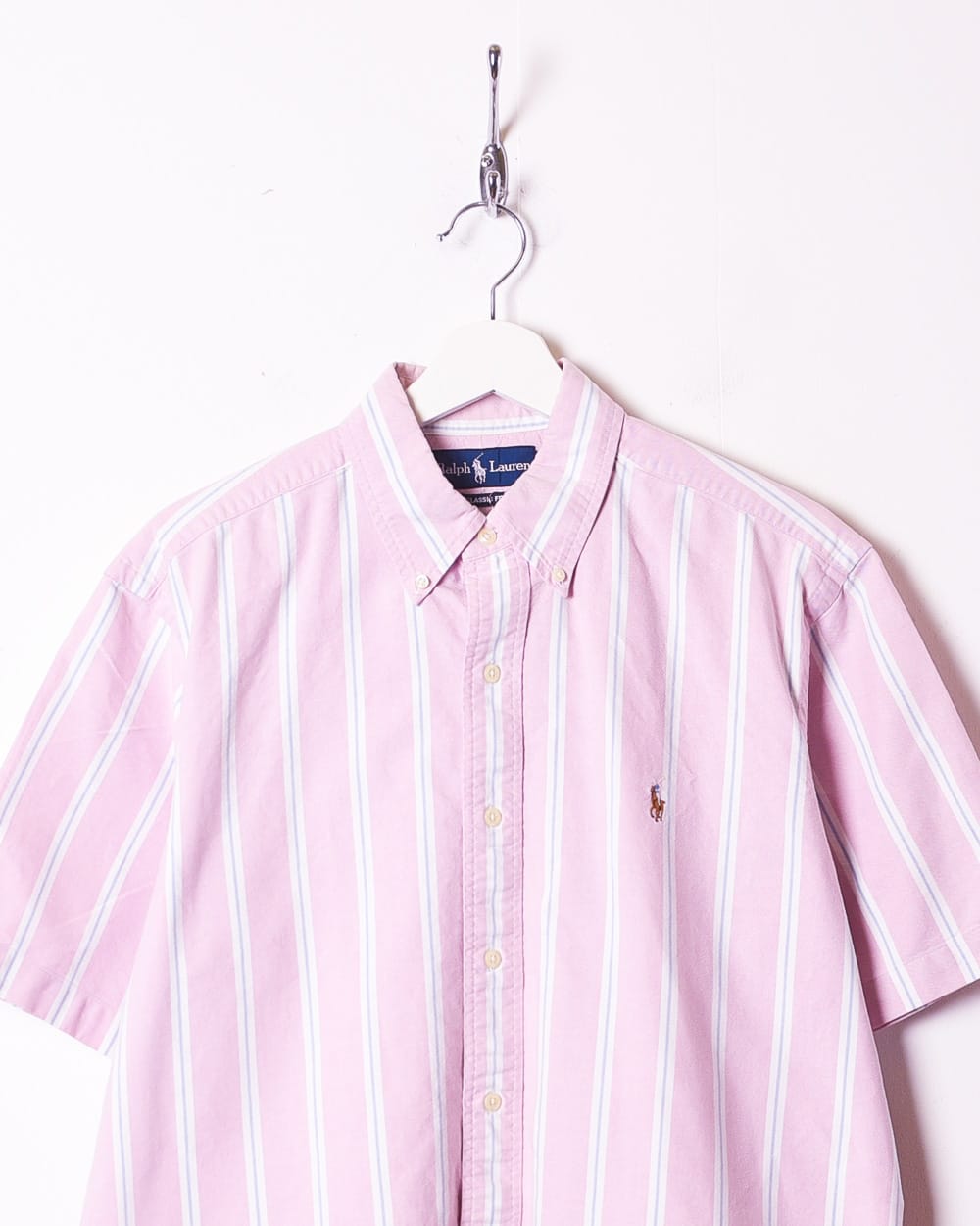 Pink Polo Ralph Lauren Striped Short Sleeved Shirt - Large