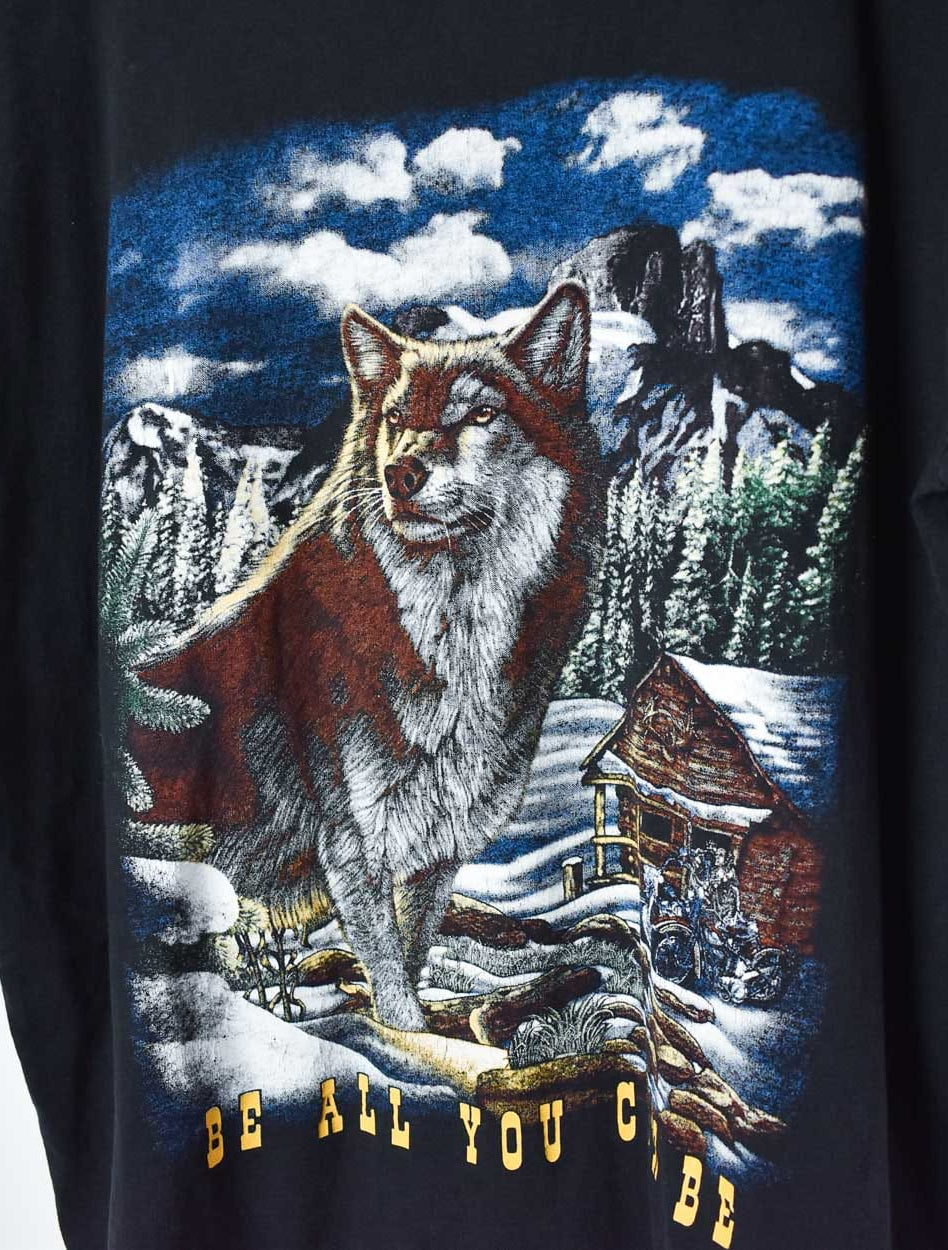 Black SP Wolf Graphic T-Shirt - Medium