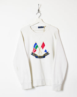 Vintage 10s+ Cotton White Ralph Lauren Polo 1967 1987 Sweatshirt