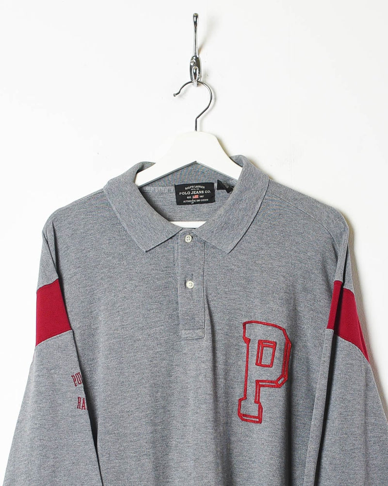 Vintage 90s Stone Ralph Lauren Polo Jeans Long Sleeved Polo Shirt