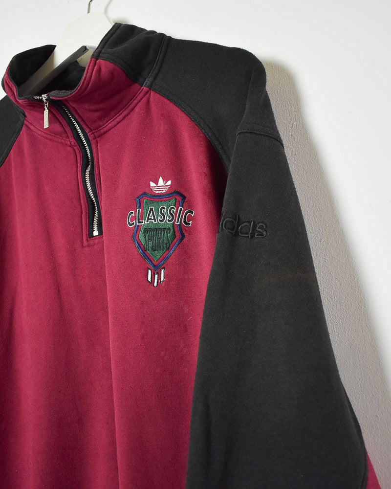 Purple Adidas Classic Sport 1/4 Zip Sweatshirt - Medium