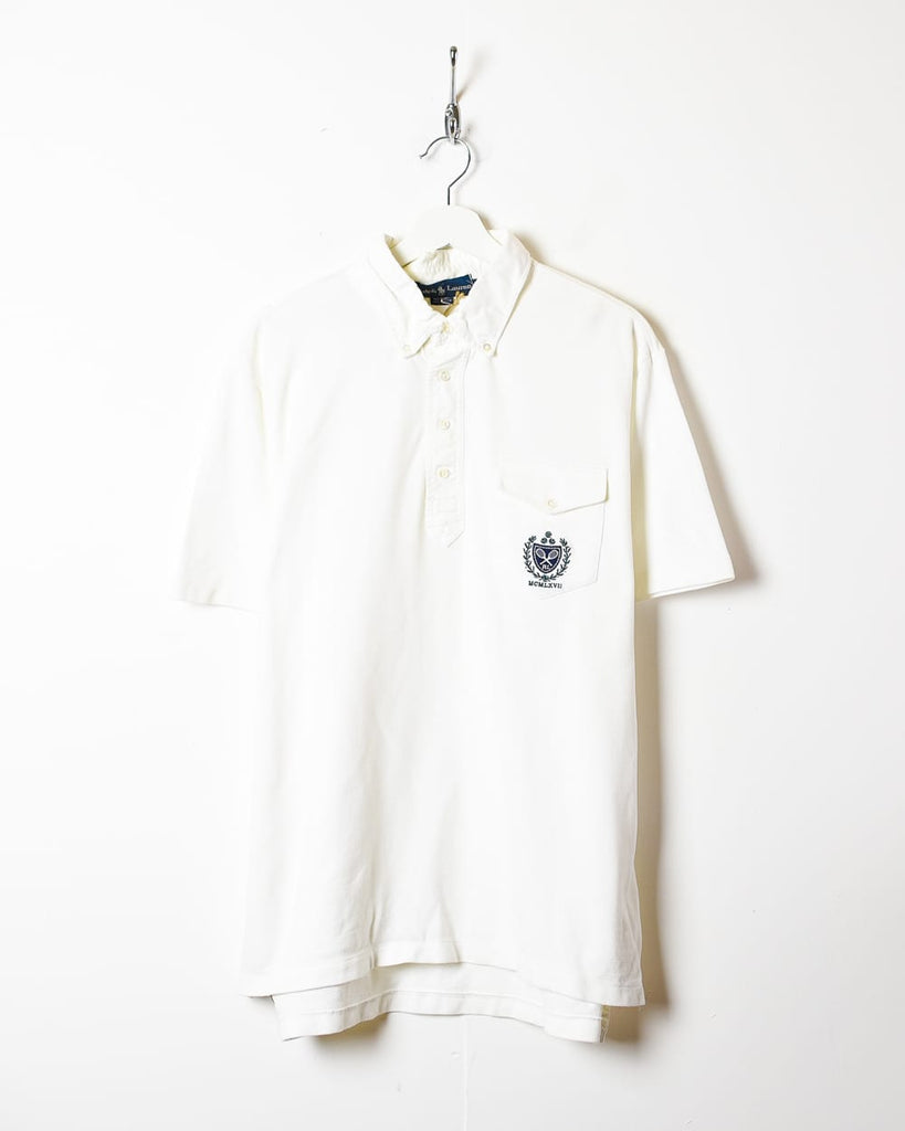 Vintage 90s White Polo Ralph Lauren Tennis Polo Shirt - X-Large