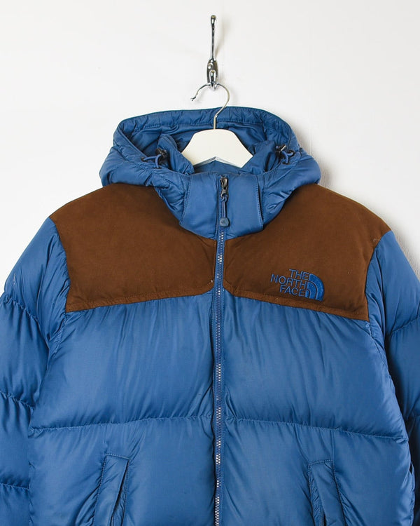 Blue The North Face Hooded Nuptse 700 Down Puffer Jacket - Small