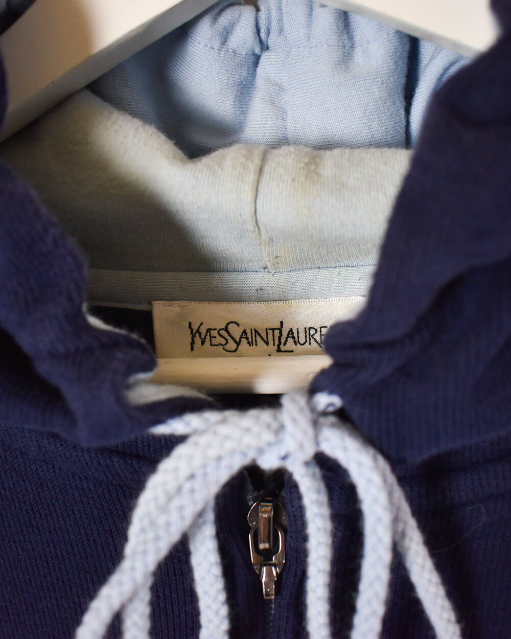 Navy Yves Saint Laurent Zip-Through Hoodie - Large