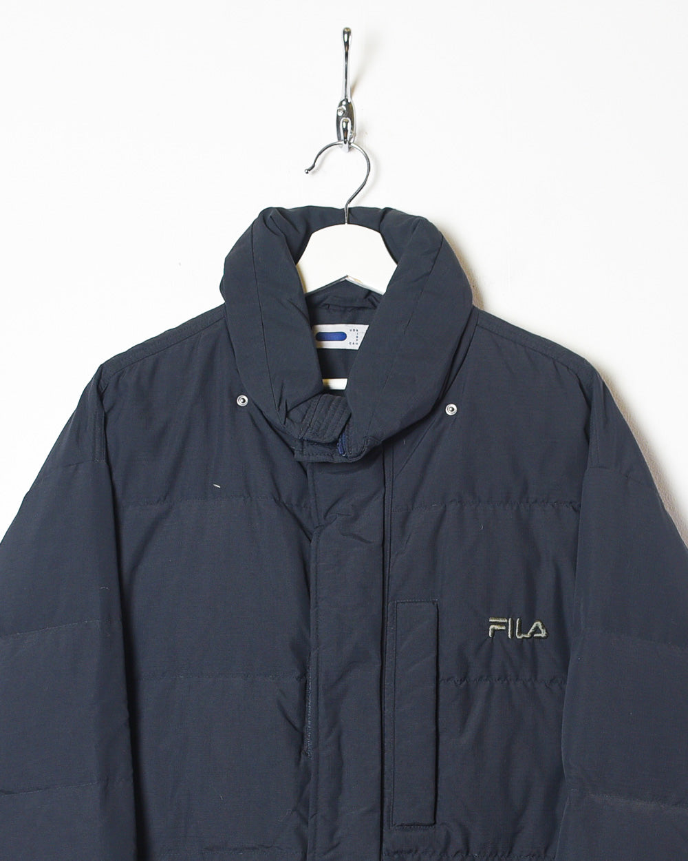 Black Fila Long Puffer Jacket - Medium