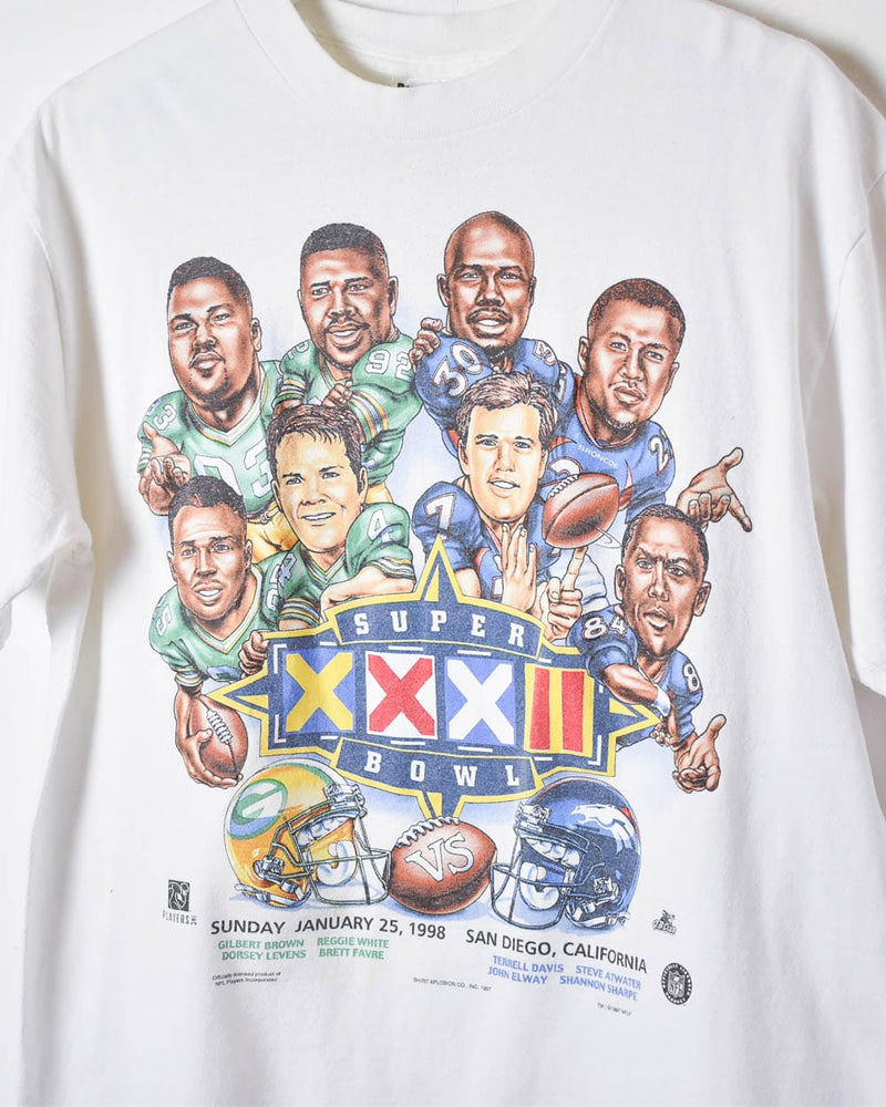 Vintage 90s White NFL Super Bowl XXII 1998 T-Shirt - Large Cotton