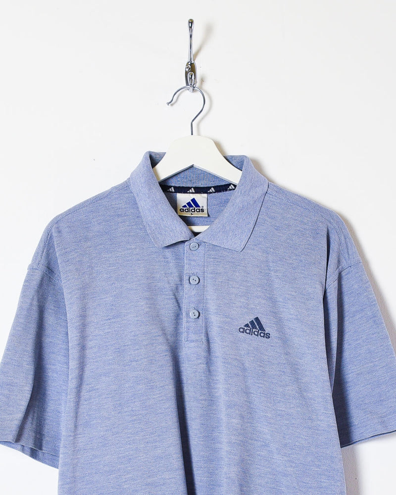 Vintage 90s Cotton Plain Blue Adidas Polo Shirt - Large– Domno Vintage