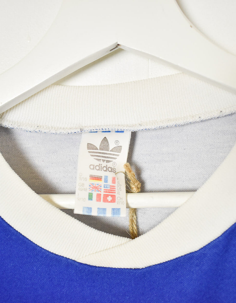 Blue Adidas Long Sleeved Football Shirt - X-Large