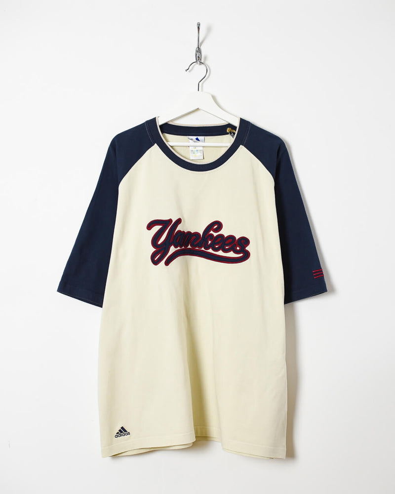 Vintage 90s Cotton Colour-Block Neutral Adidas Yankees Baseball T-Shirt -  XX-Large– Domno Vintage