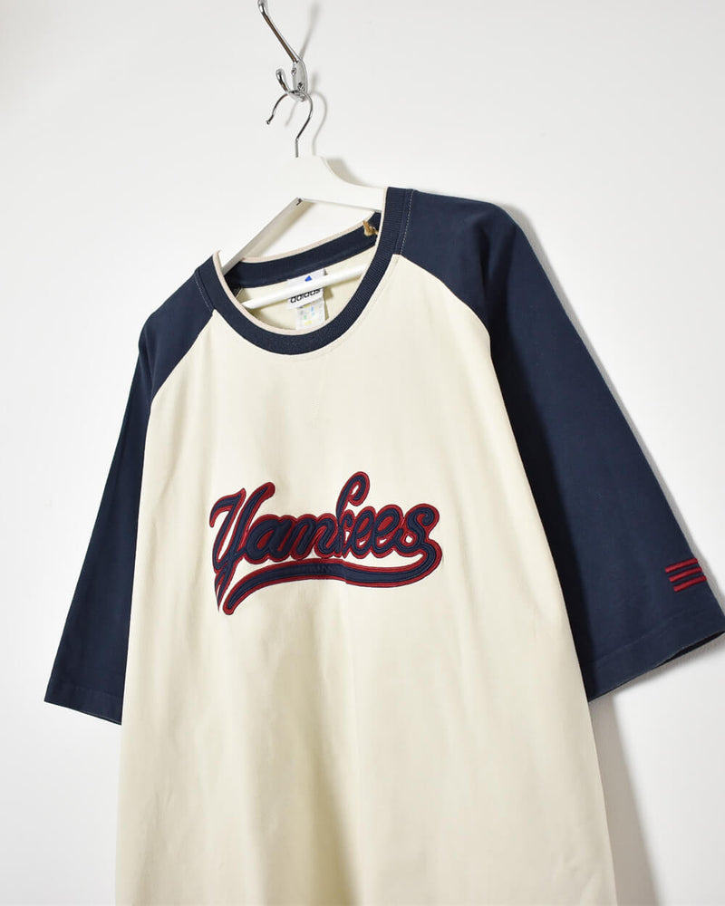 Vintage 90s Cotton Colour-Block Neutral Adidas Yankees Baseball T